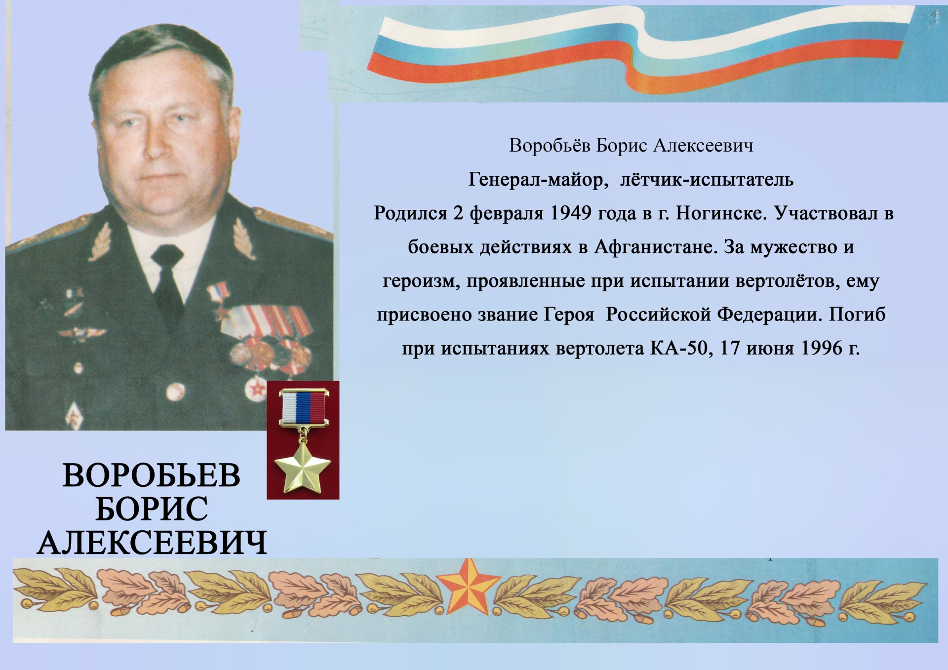 Генерал-майор воробьёв Борис Алексеевич